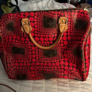 Louis Vuitton Kusama Speedy 30 Red and Brown Women's Bag
